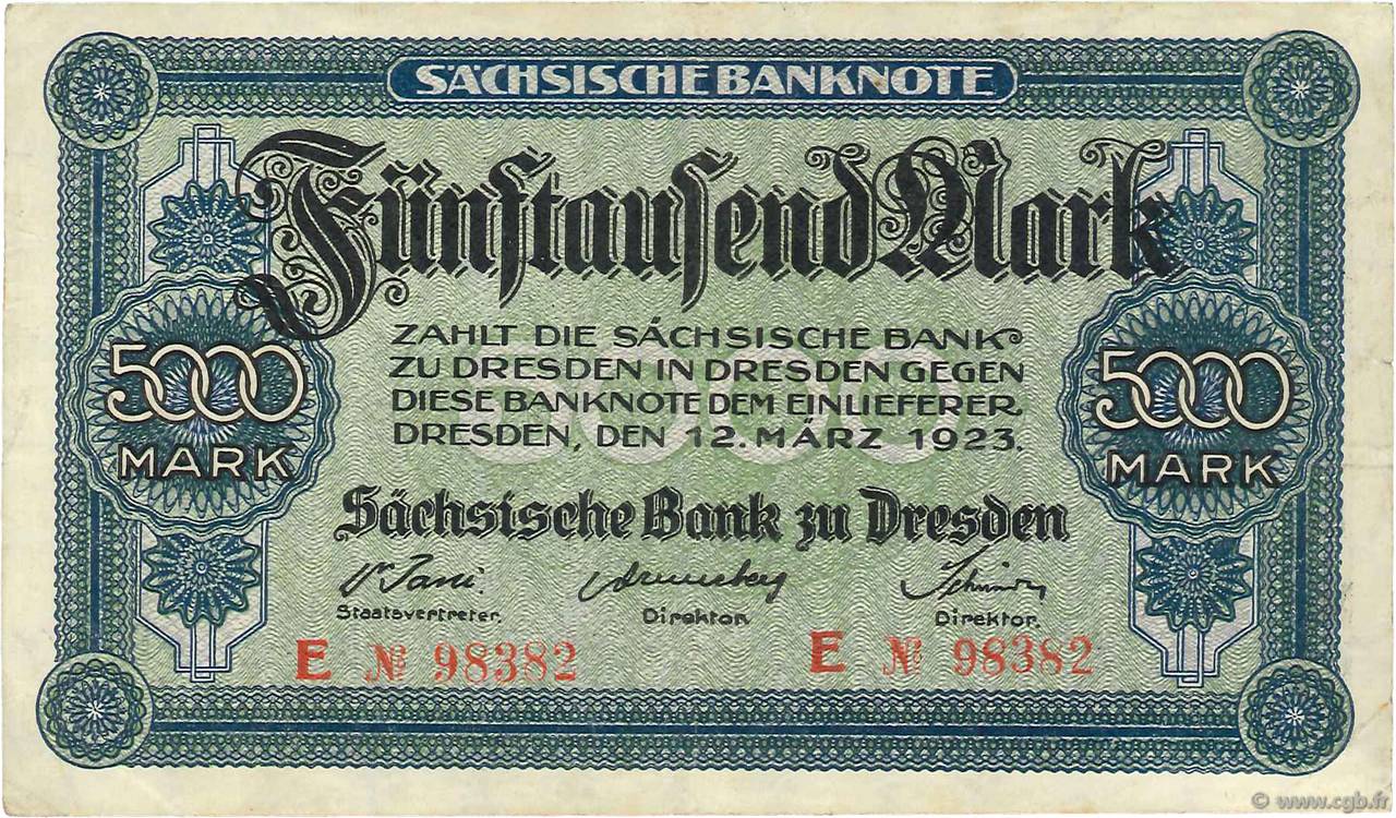 5000 Mark GERMANIA Dresden 1923 PS.0957 q.SPL