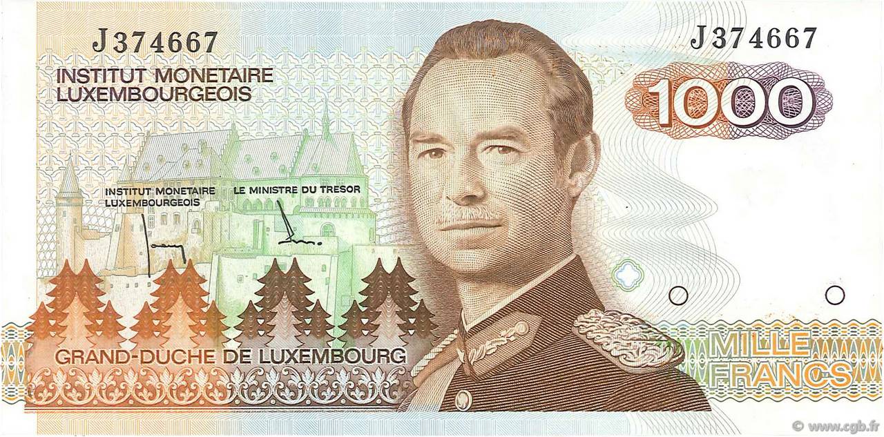 1000 Francs LUXEMBURGO  1985 P.59a SC+