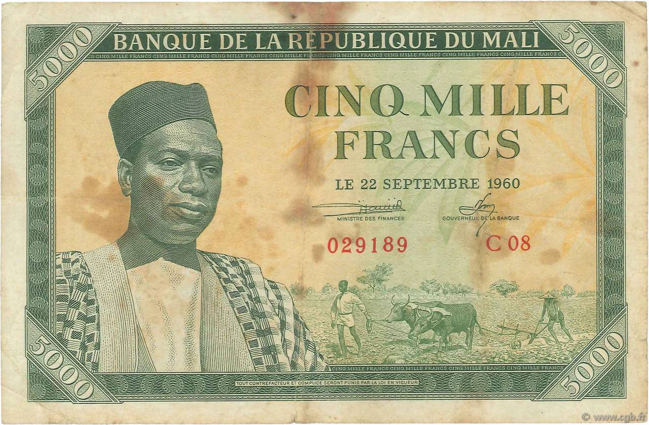 5000 Francs MALI  1960 P.05 S