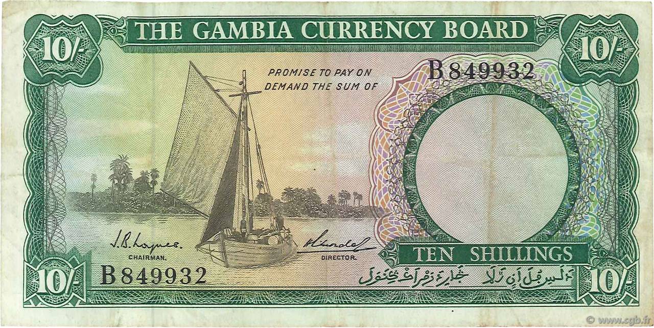 10 Shillings GAMBIA  1965 P.01a MB