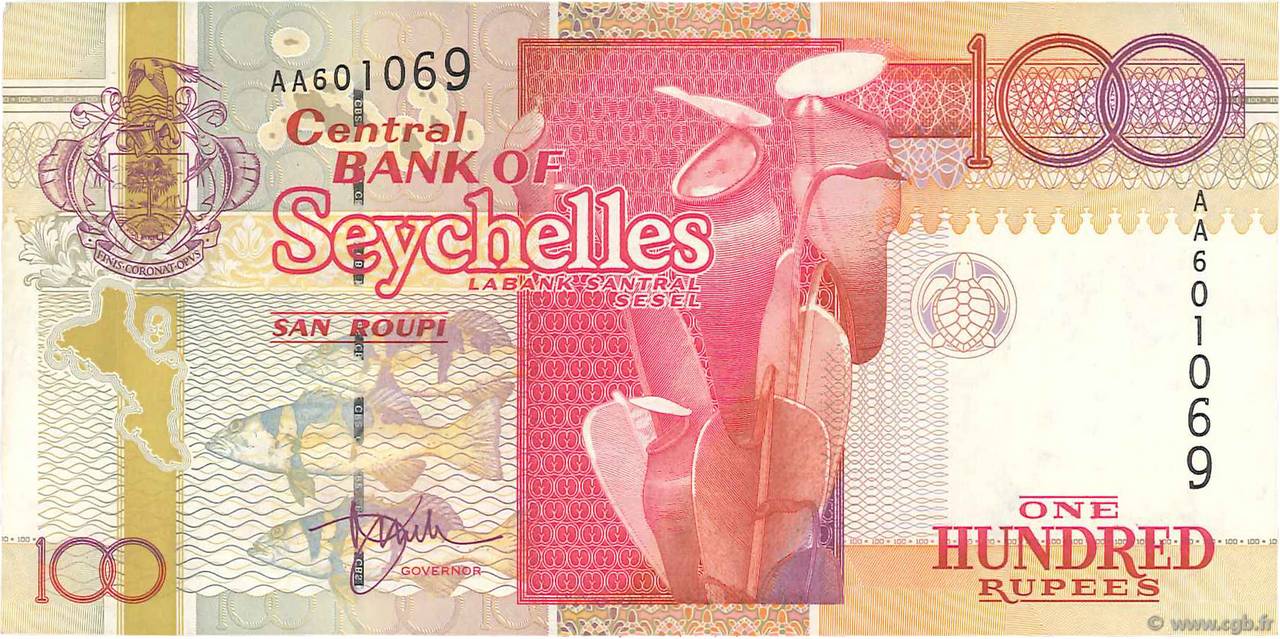 100 Rupees SEYCHELLES  1998 P.39 MBC