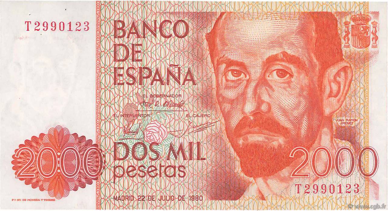 2000 Pesetas ESPAÑA  1980 P.159 EBC