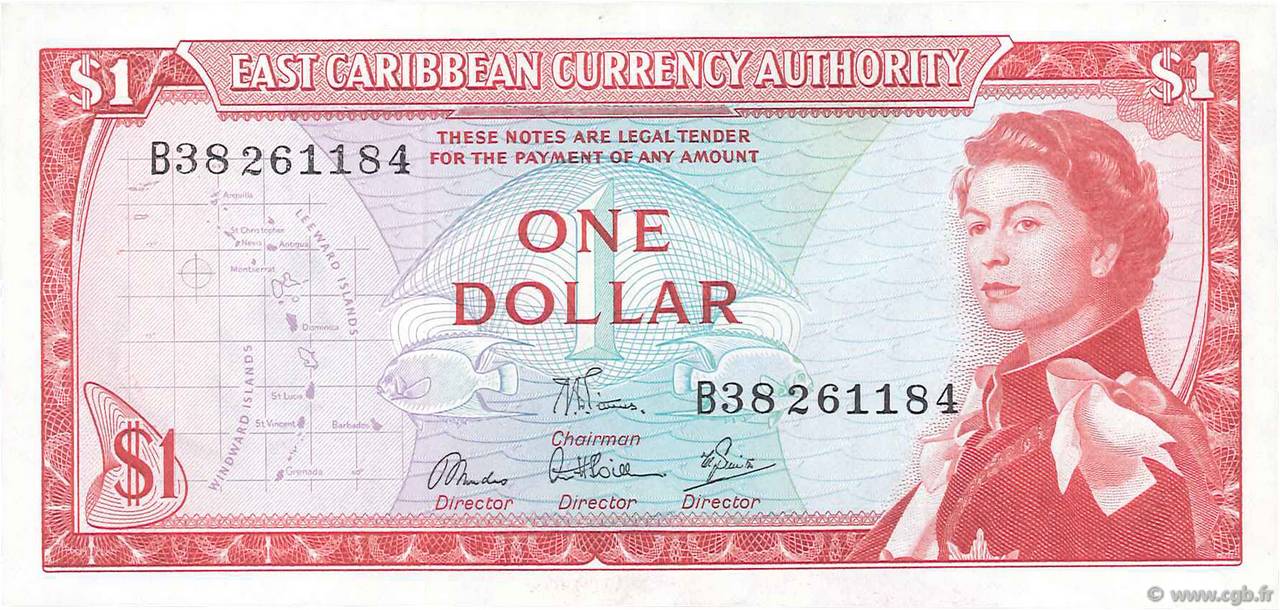 1 Dollar EAST CARIBBEAN STATES  1965 P.13d q.FDC