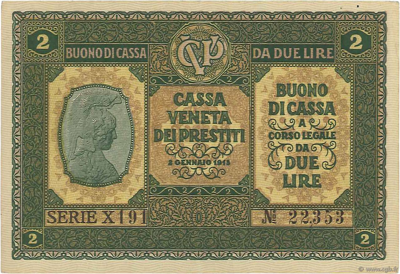 2 Lire ITALIA  1918 PM.05 AU
