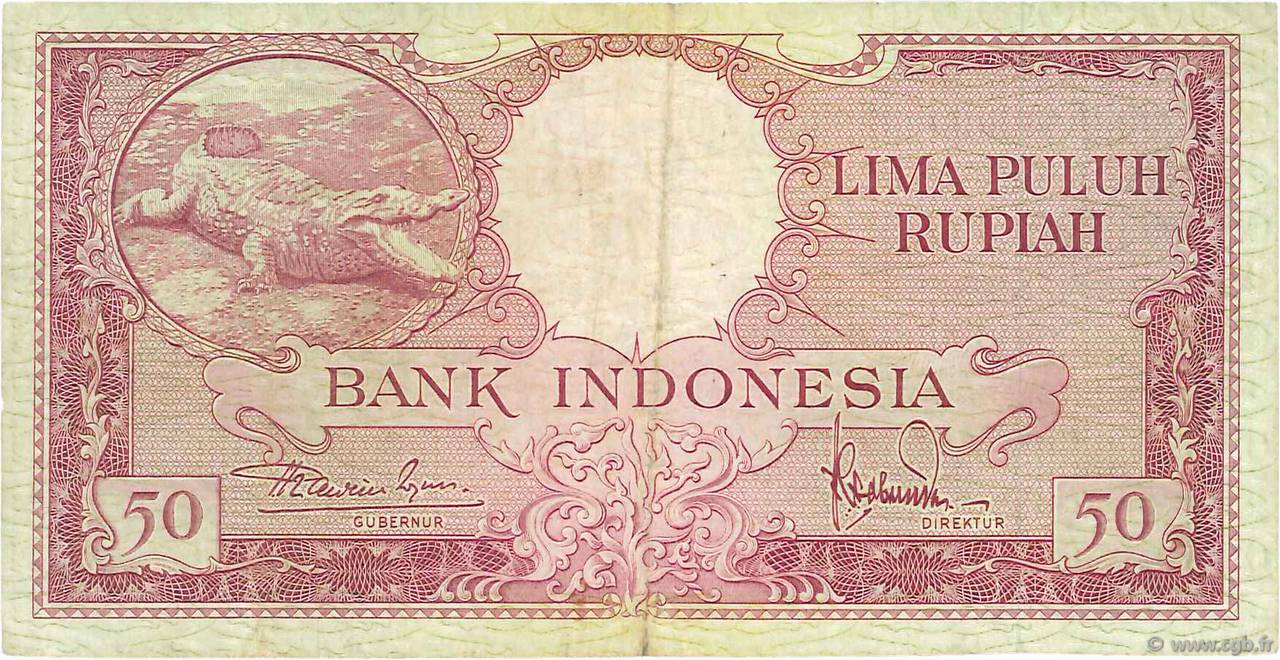 50 Rupiah INDONÉSIE  1957 P.050a TTB