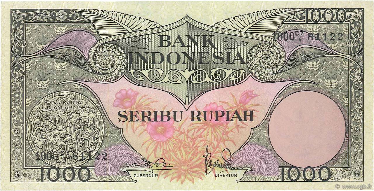 1000 Rupiah INDONESIA  1959 P.071b FDC