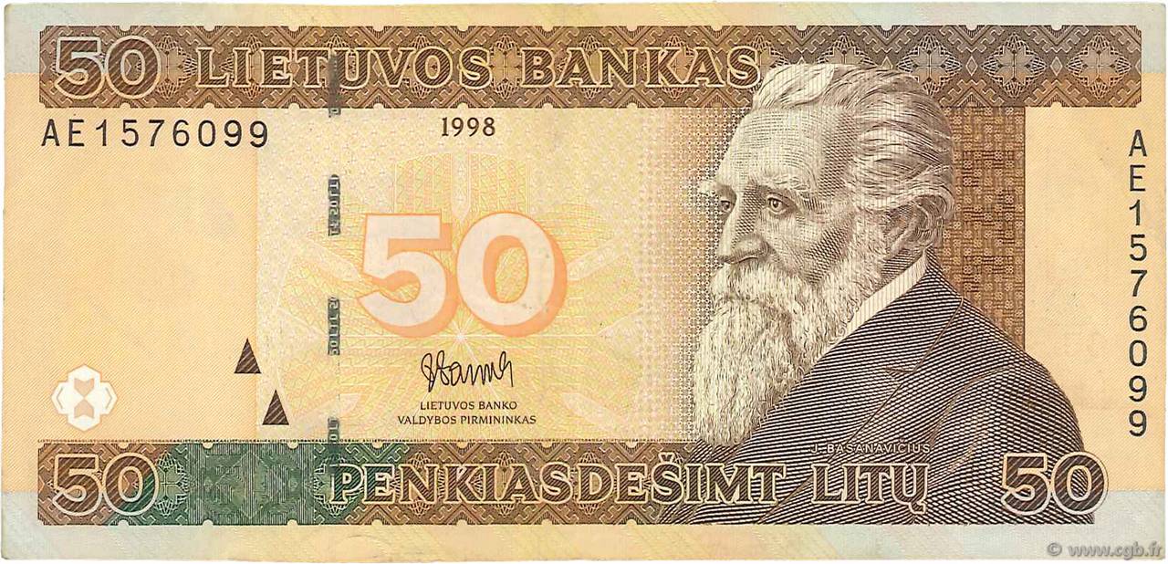 50 Litu LITHUANIA  1998 P.61 VF