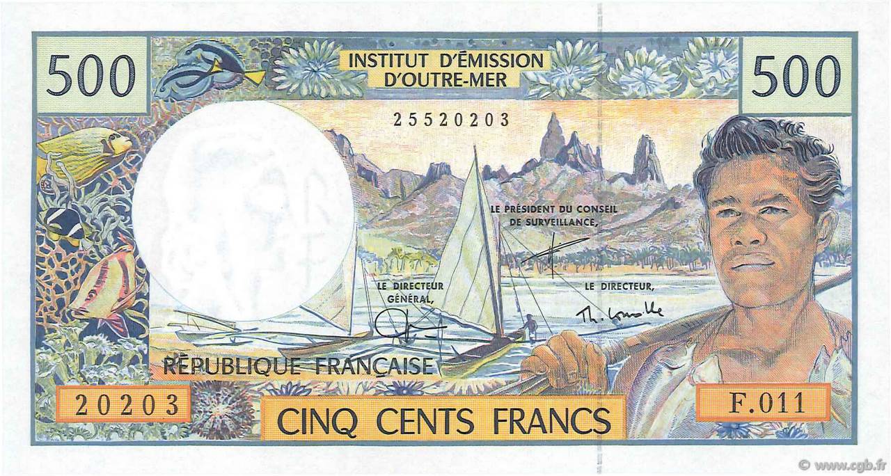 500 Francs POLYNESIA, FRENCH OVERSEAS TERRITORIES  1992 P.01e UNC