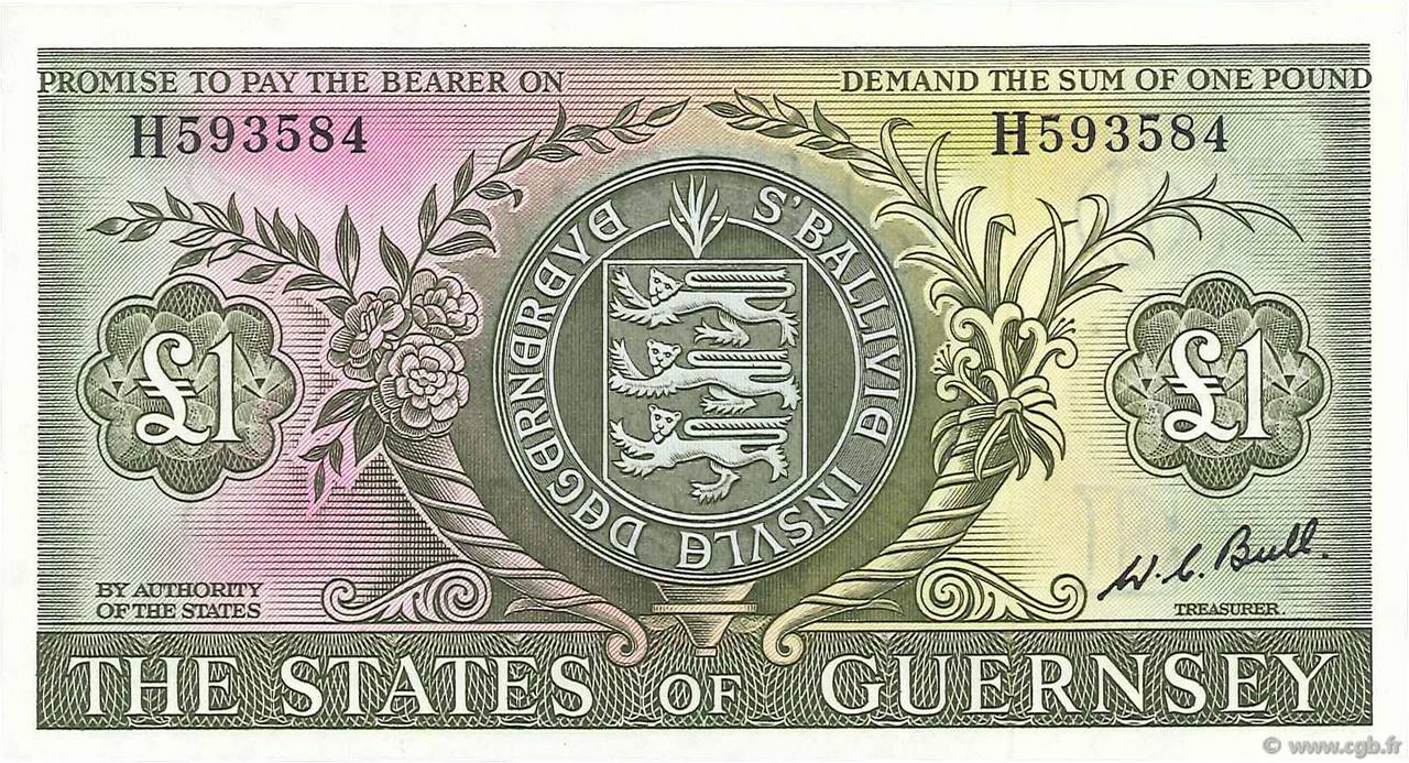 1 Pound GUERNSEY  1969 P.45c ST