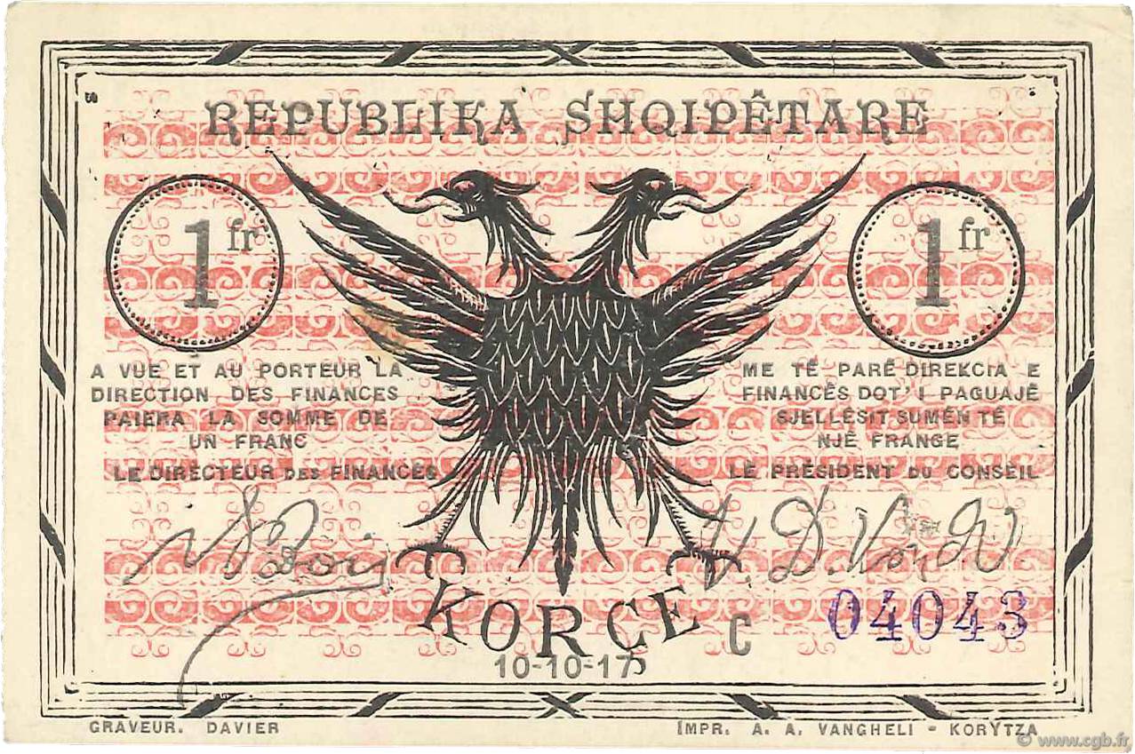 1 Franc ALBANIA  1917 PS.146a XF