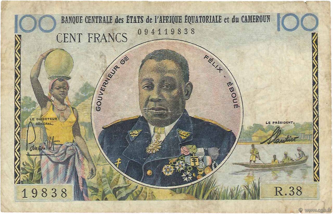 100 Francs EQUATORIAL AFRICAN STATES (FRENCH)  1961 P.01f MB