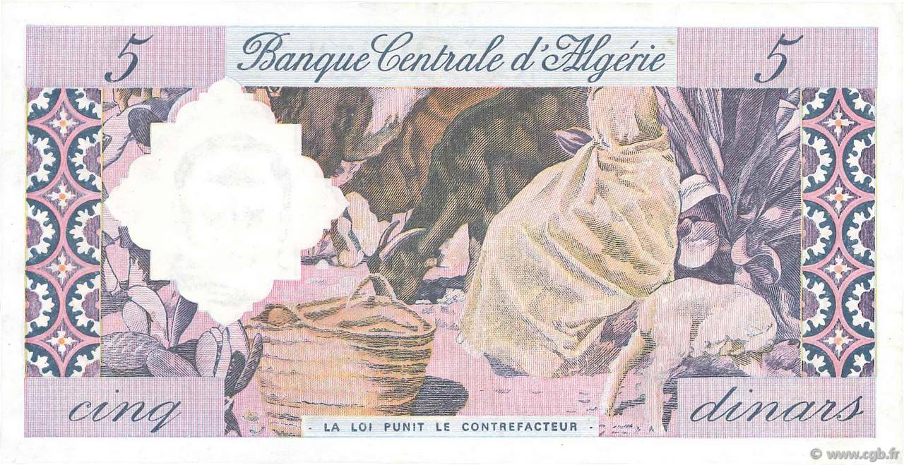 5 Dinars ALGERIEN  1964 P.122 fST