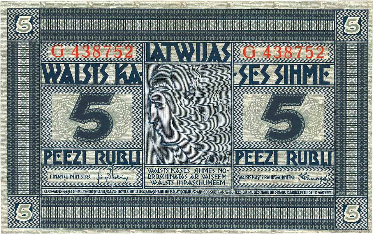 5 Rubli LETONIA  1919 P.03f SC+