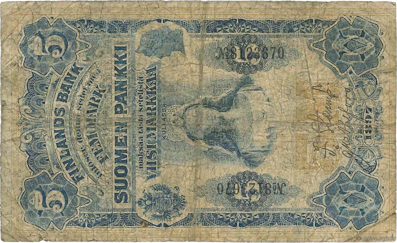 5 Markkaa FINLAND  1897 P.002 VG