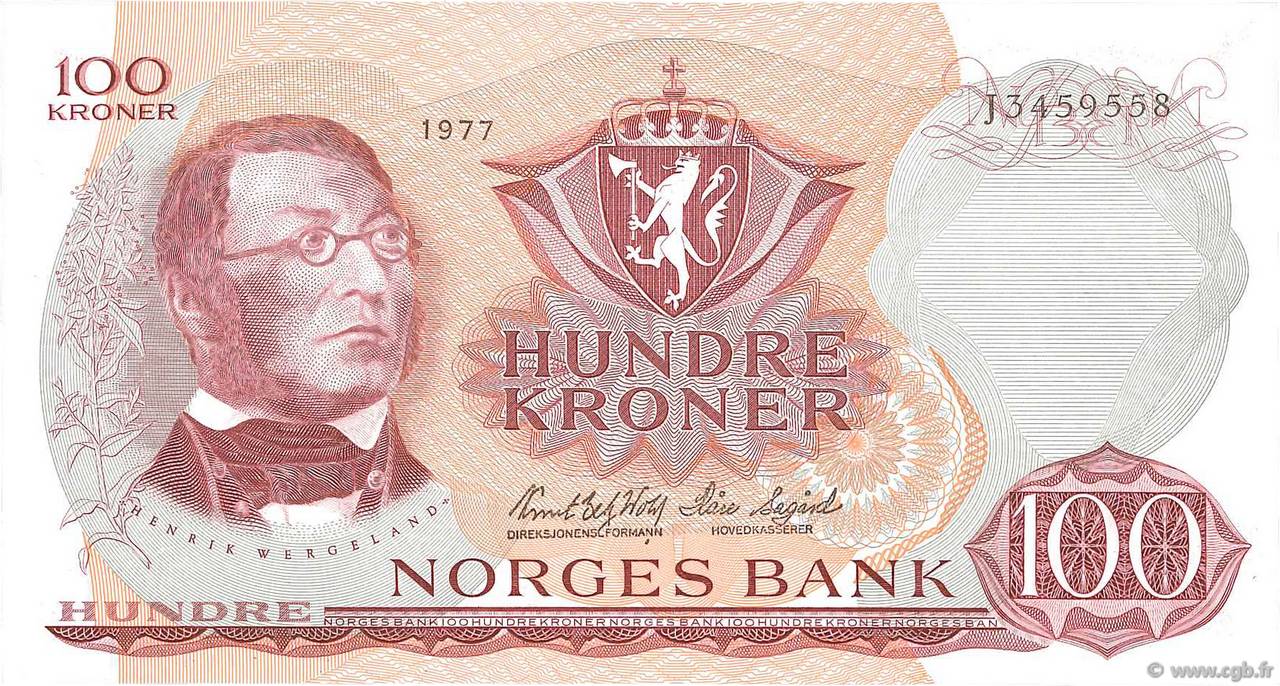 100 Kroner NORVÈGE  1977 P.38h AU+