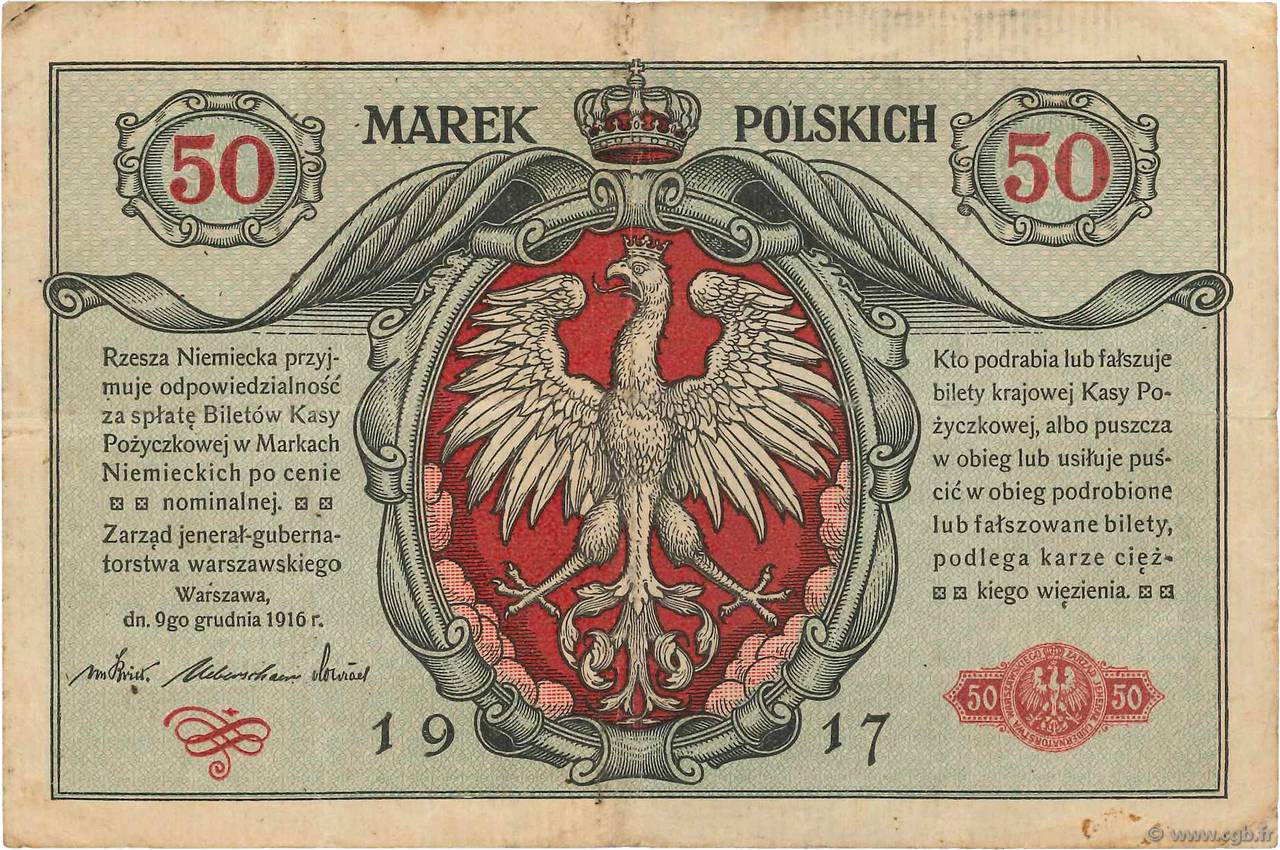 50 Marek POLAND  1917 P.005 VF