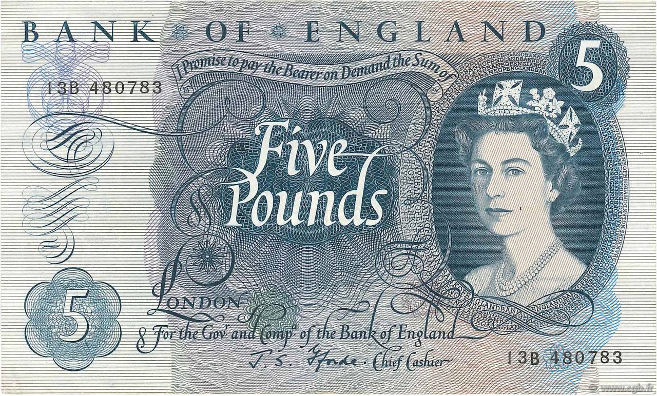 5 Pounds ENGLAND  1966 P.375b VF