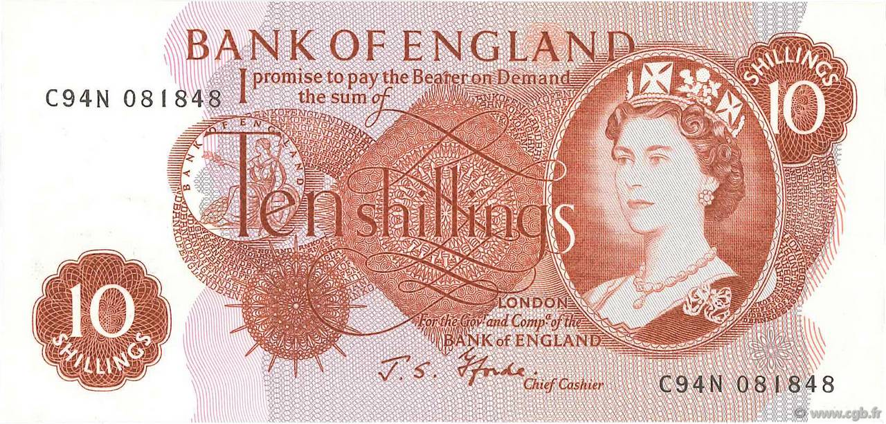 10 Shillings ENGLAND  1966 P.373c UNC