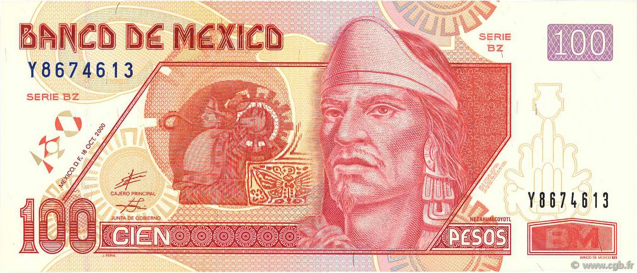 100 Pesos MEXICO  2000 P.118a UNC