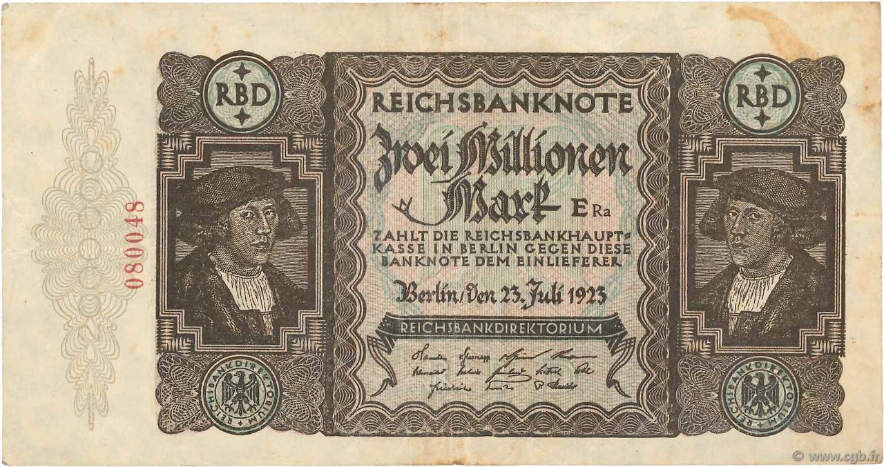 2 Millions Mark GERMANY  1923 P.089a VF