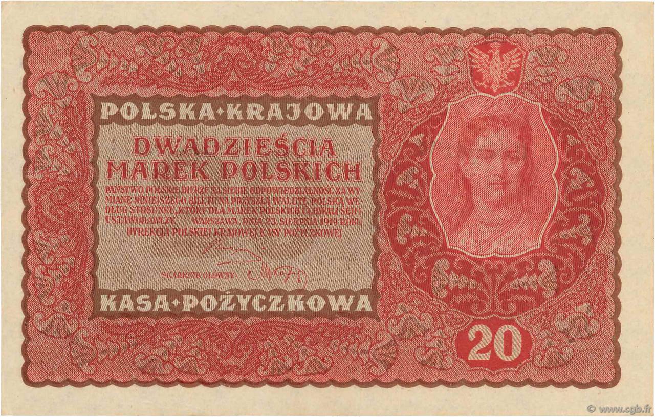 20 Marek POLONIA  1919 P.026 SC+