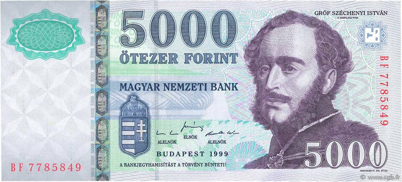 5000 Forint HUNGARY  1999 P.182a UNC