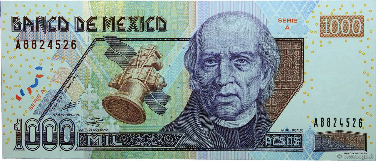 1000 Pesos MEXICO  2002 P.121 EBC