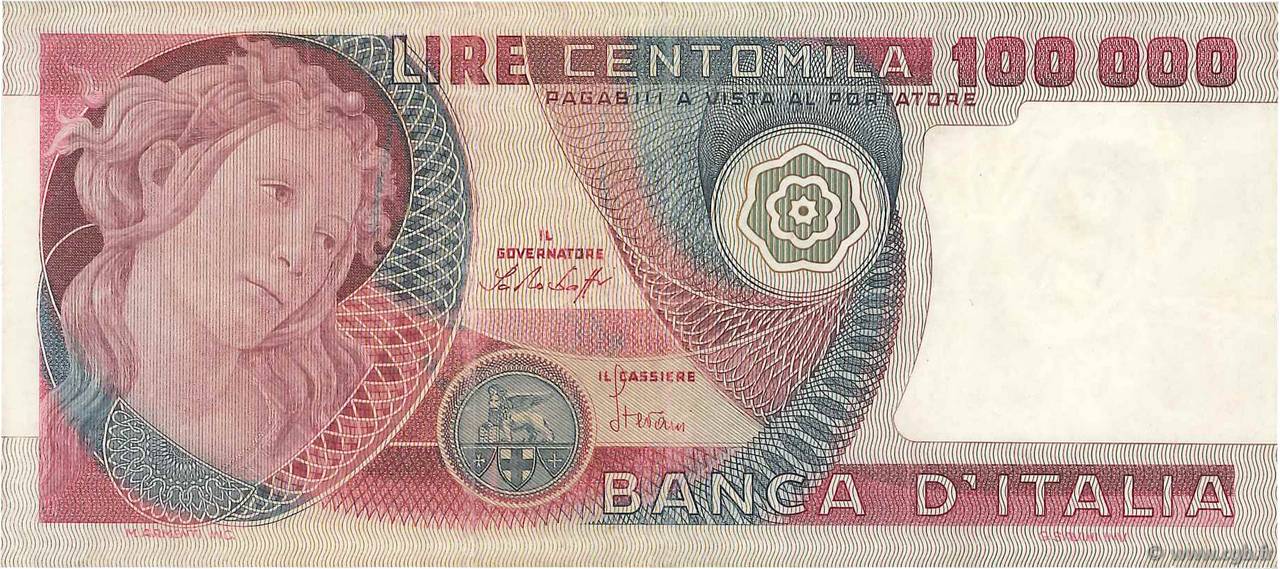 100000 Lire ITALY  1978 P.108a XF+