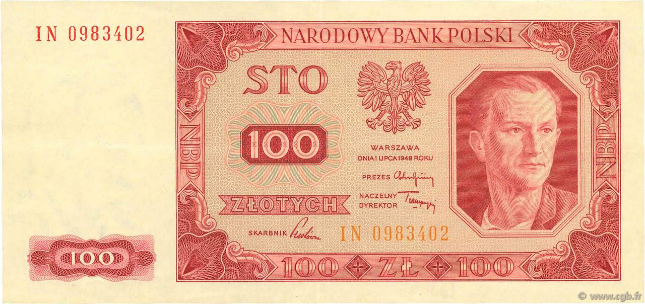 100 Zlotych POLONIA  1948 P.139a SPL