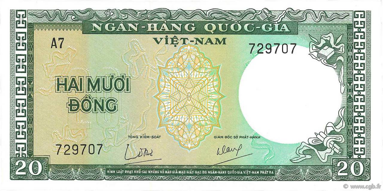 20 Dong SOUTH VIETNAM  1964 P.16a UNC-