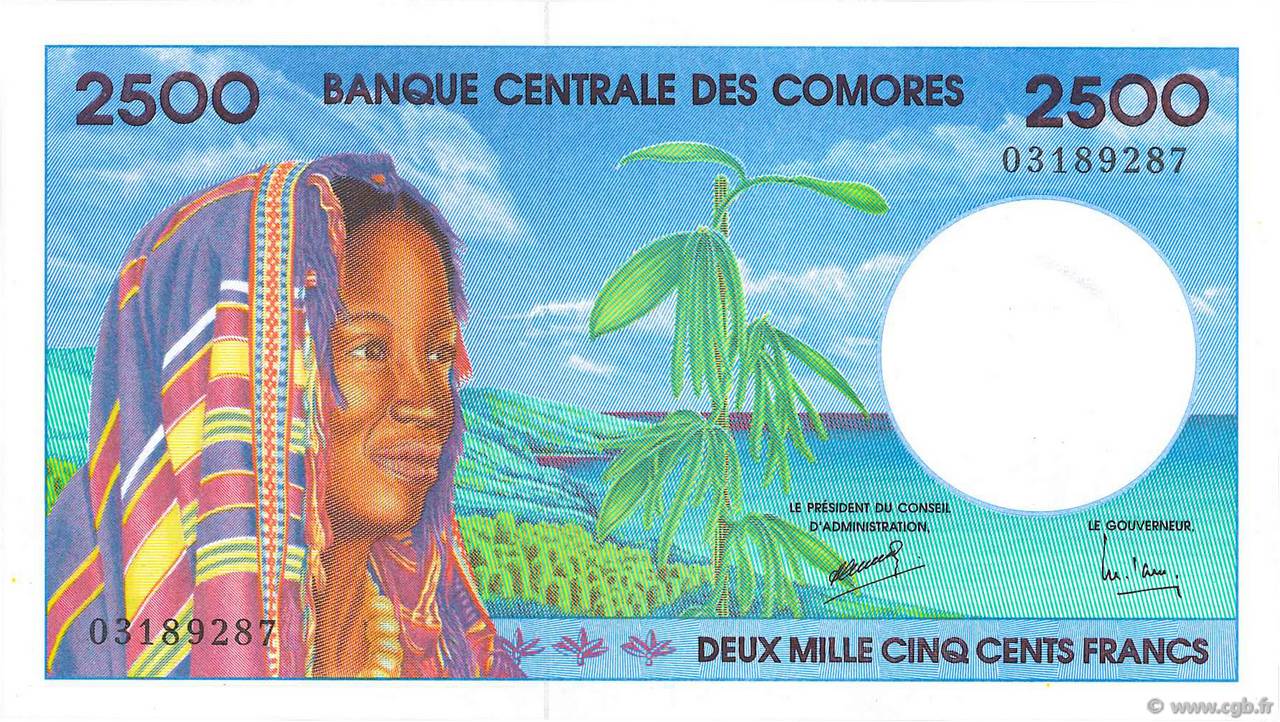 2500 Francs KOMOREN  1997 P.13 ST