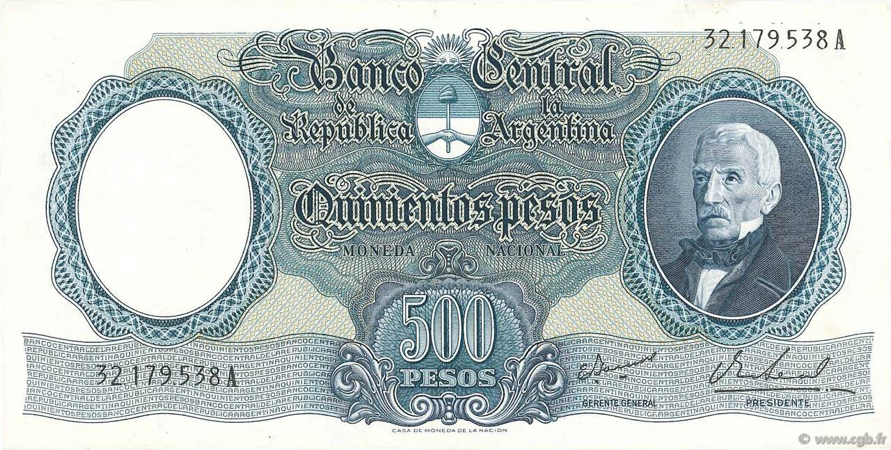 500 Pesos ARGENTINE  1964 P.278b SPL