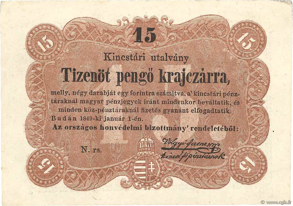 15 Pengö Krajczar UNGHERIA  1849 PS.121 SPL+