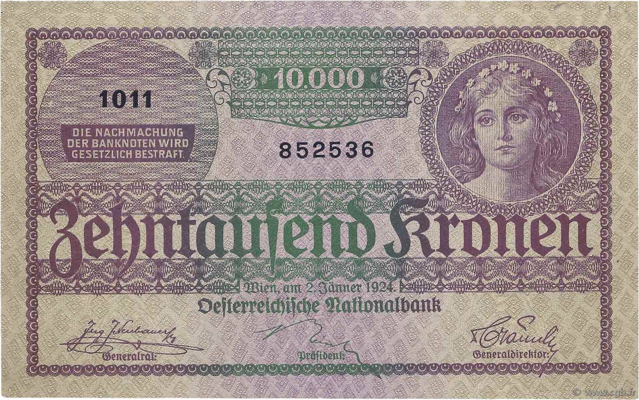 10000 Kronen ÖSTERREICH  1924 P.085 VZ+