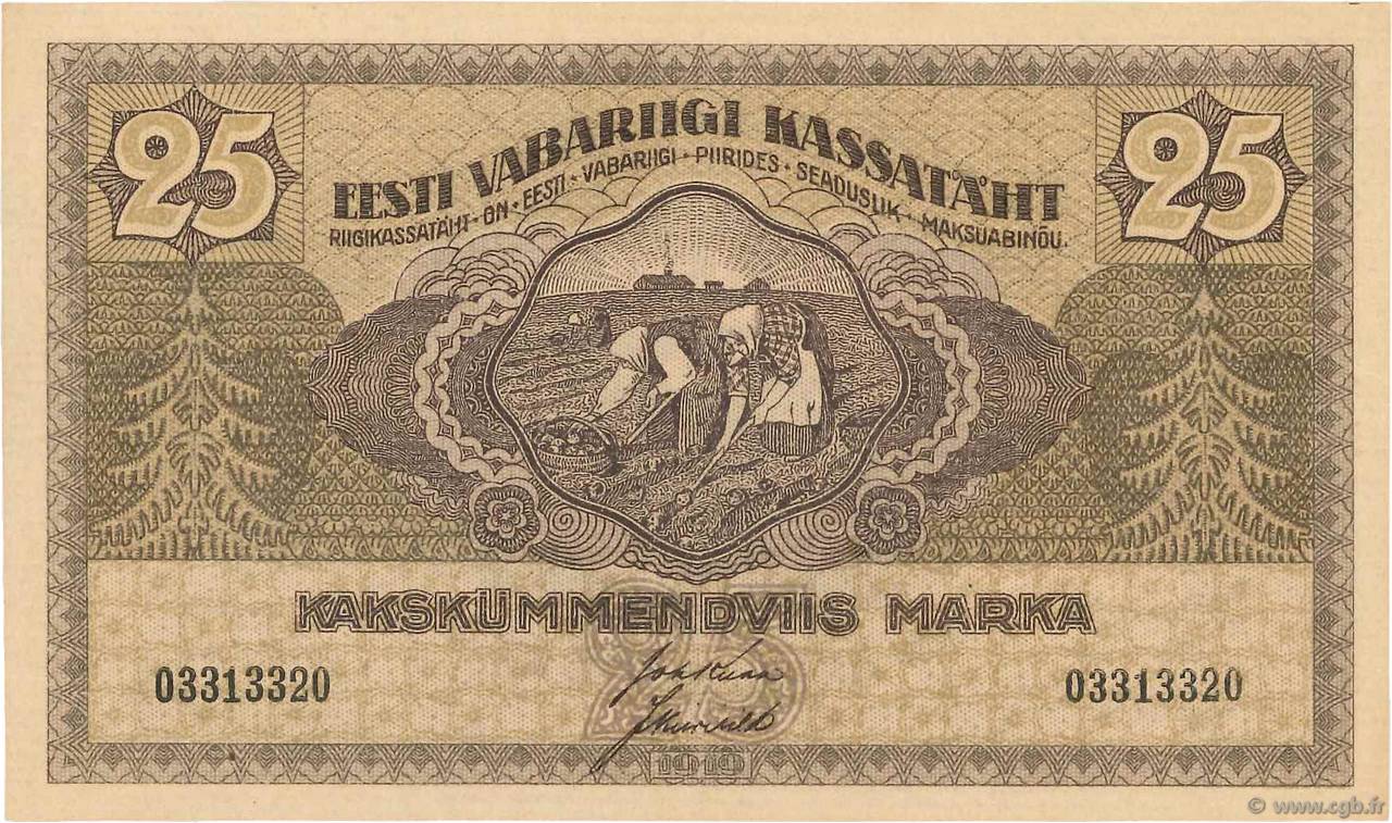 25 Marka ESTONIA  1919 P.47b EBC