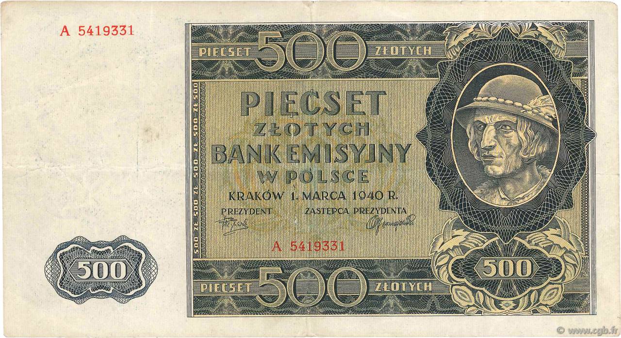500 Zlotych POLONIA  1940 P.098 MBC
