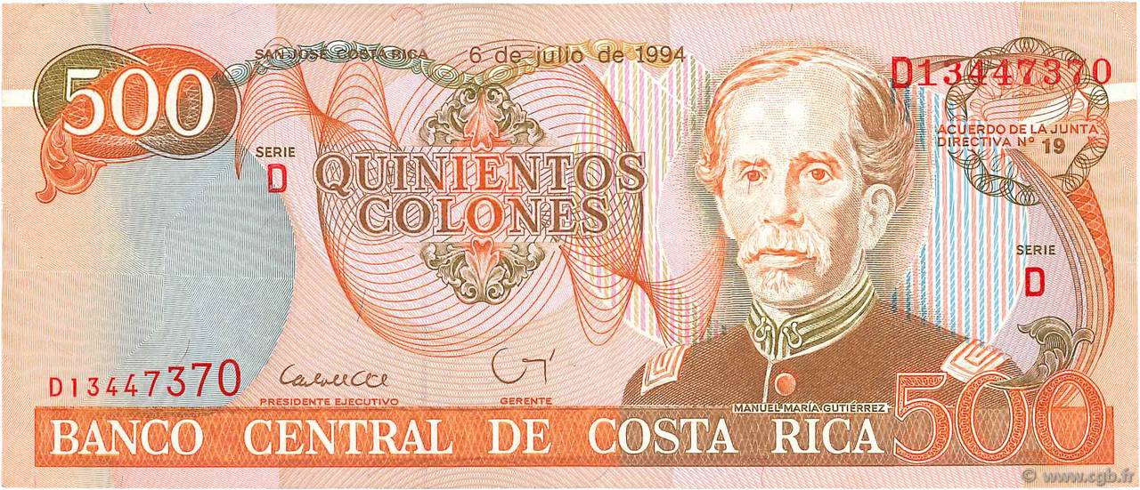 500 Colones COSTA RICA  1994 P.262a S