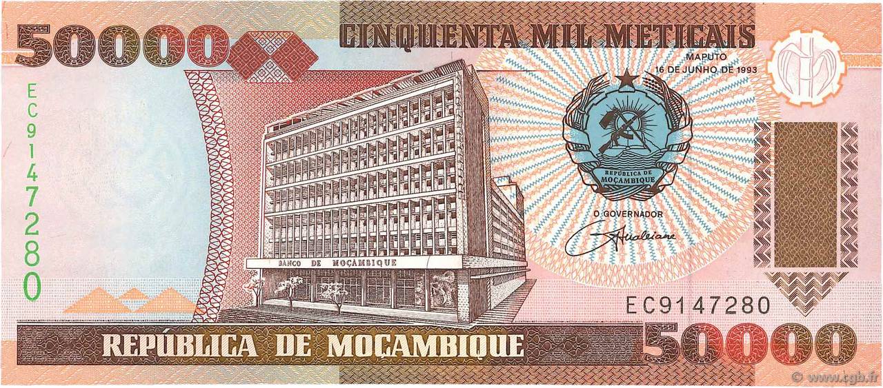 50000 Meticais MOZAMBIQUE  1993 P.138 SC