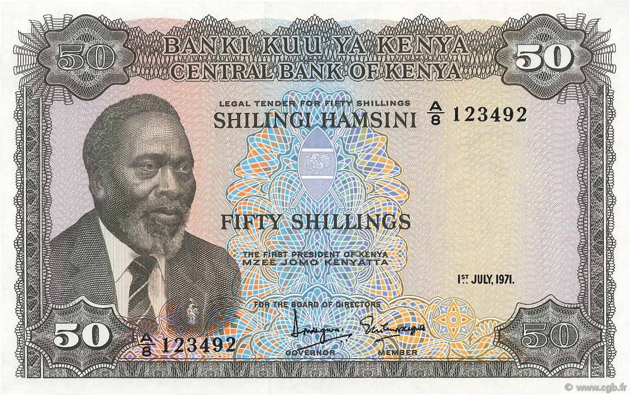 50 Shillings KENYA  1971 P.09b UNC