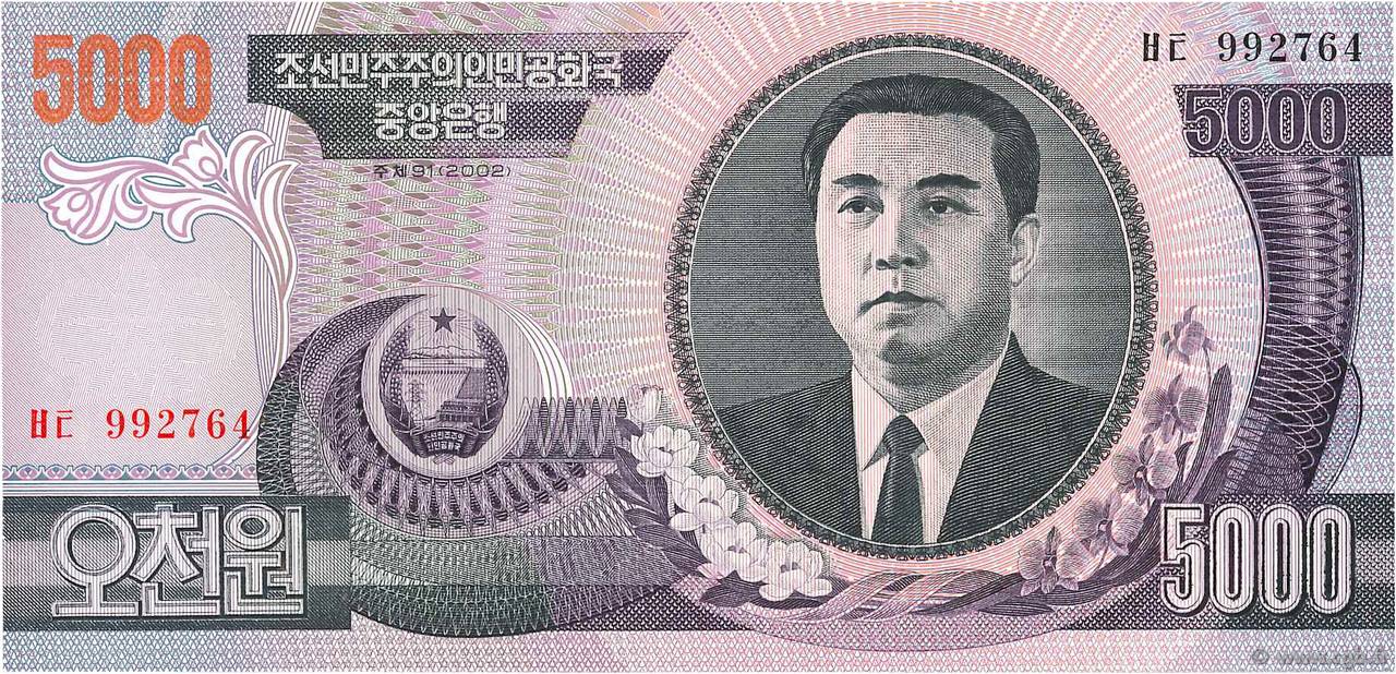 5000 Won NORTH KOREA  2002 P.46a UNC