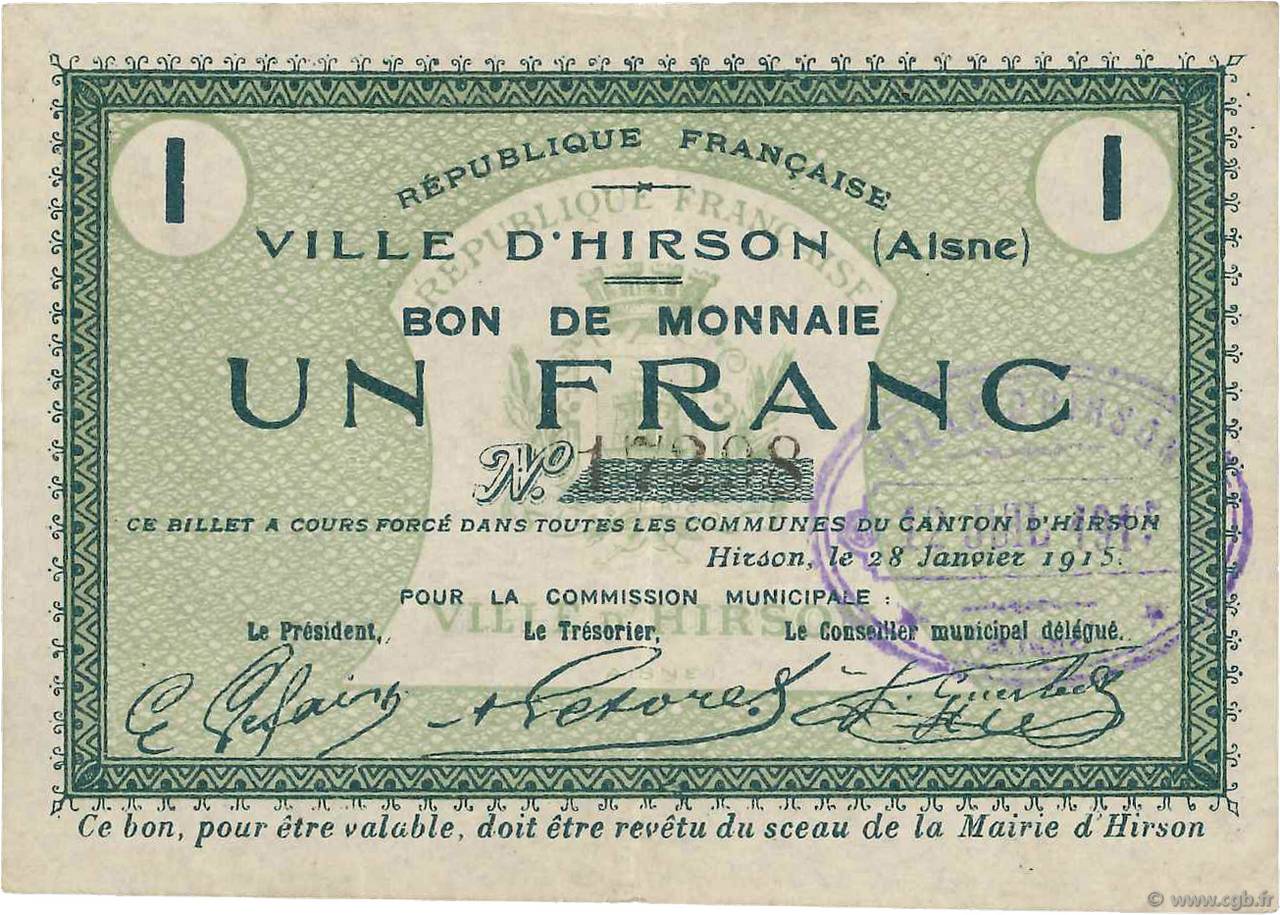 1 Franc FRANCE regionalism and various  1915 JP.02-1178 VF