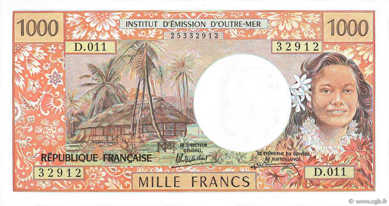1000 Francs TAHITI  1985 P.27d fST+