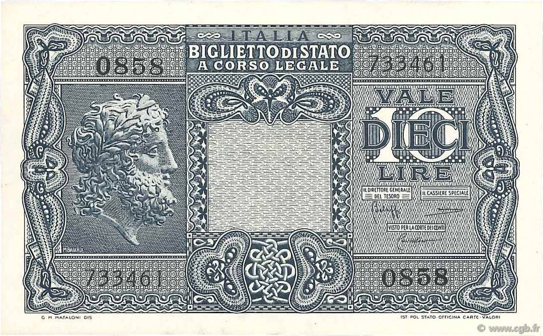 10 Lire ITALIA  1944 P.032c SC+