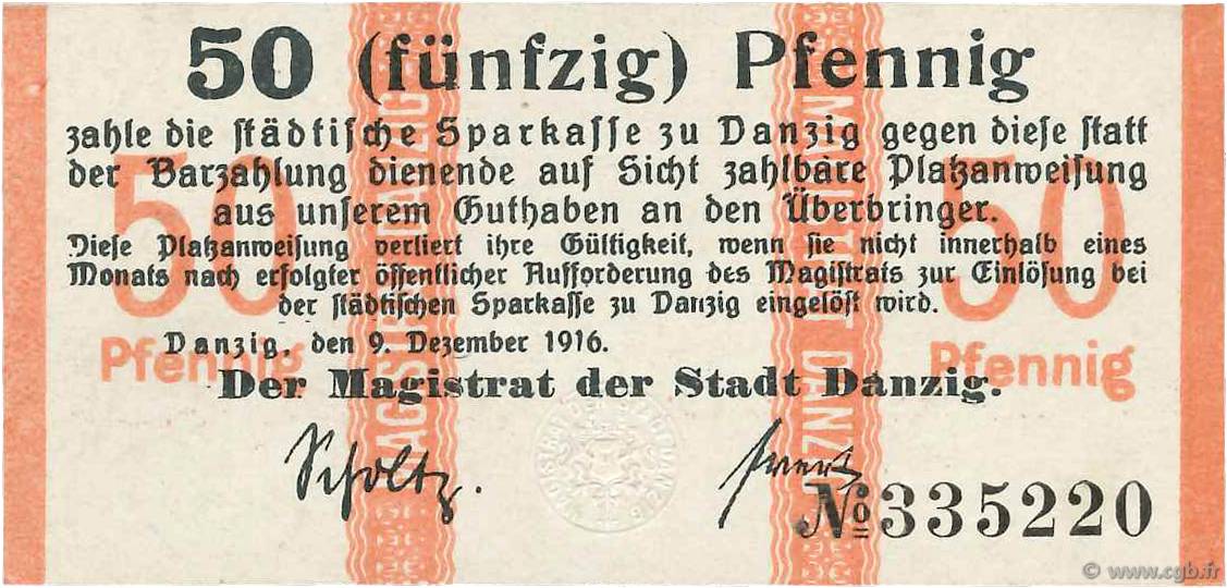 50 Pfennig DANTZIG  1916 P.06 ST
