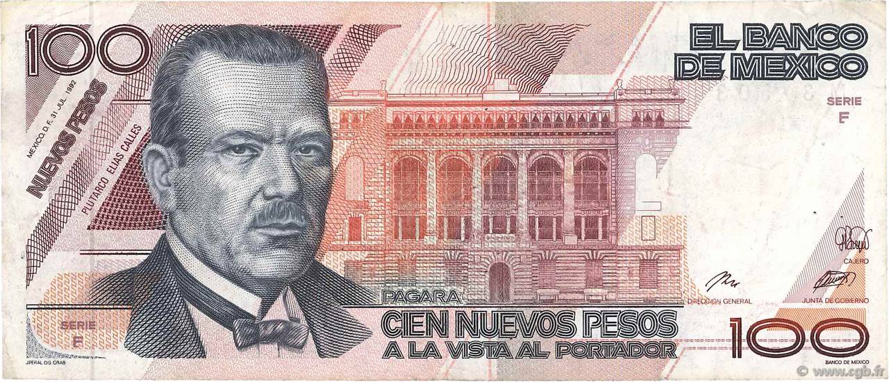 100 Nuevos Pesos MEXICO  1992 P.098 VF
