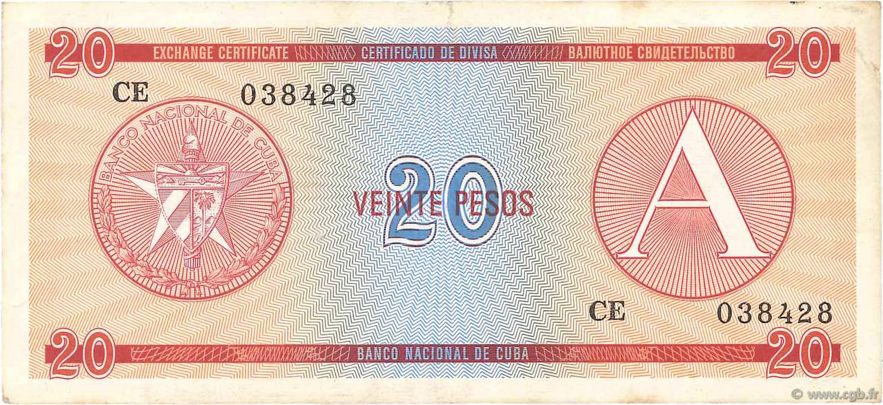 20 Pesos CUBA  1985 P.FX05 XF