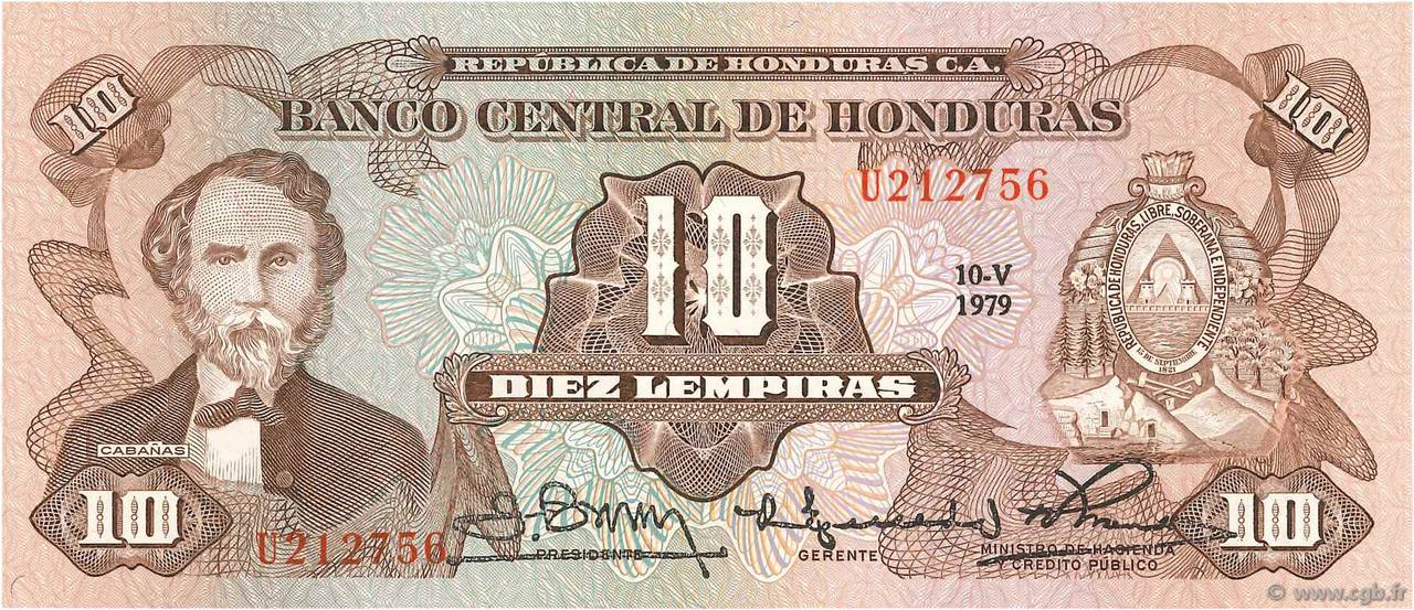 10 Lempiras HONDURAS  1979 P.064a UNC-