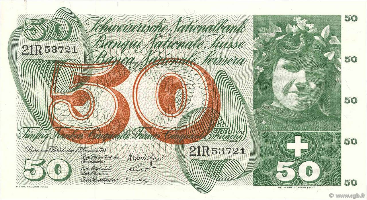 50 Francs SUISSE  1965 P.48f SC