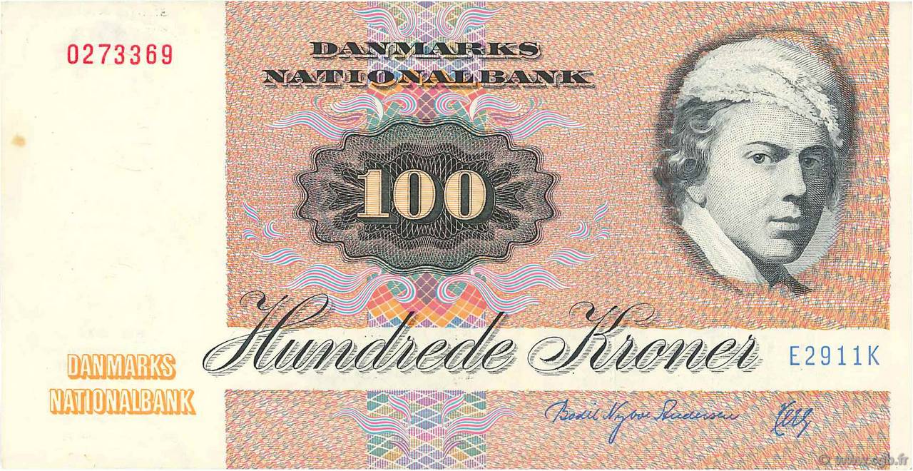 100 Kroner DÄNEMARK  1991 P.051v VZ