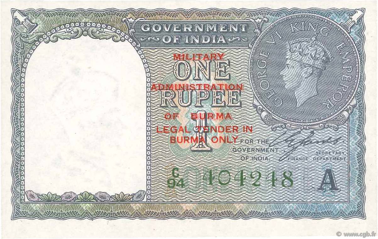 1 Rupee BURMA (VOIR MYANMAR)  1945 P.25b FDC